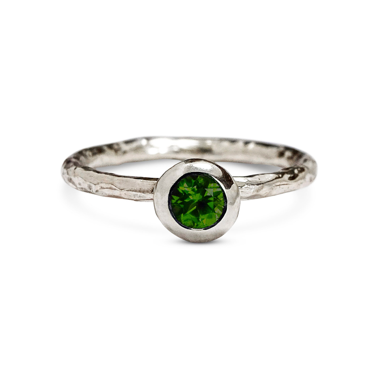Large Pebble ring, 4mm Green Tourmaline