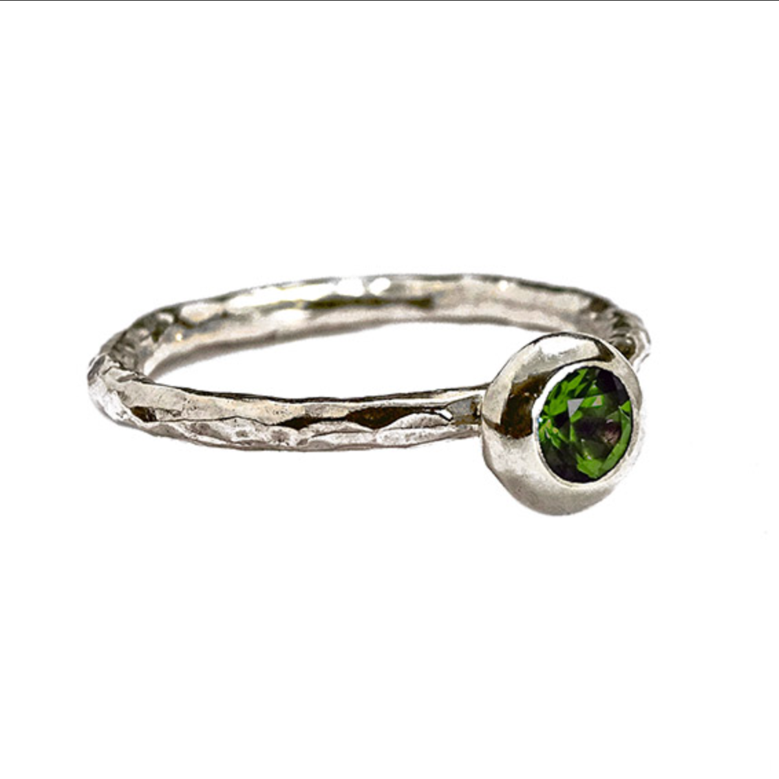 Large Pebble ring, 4mm Green Tourmaline