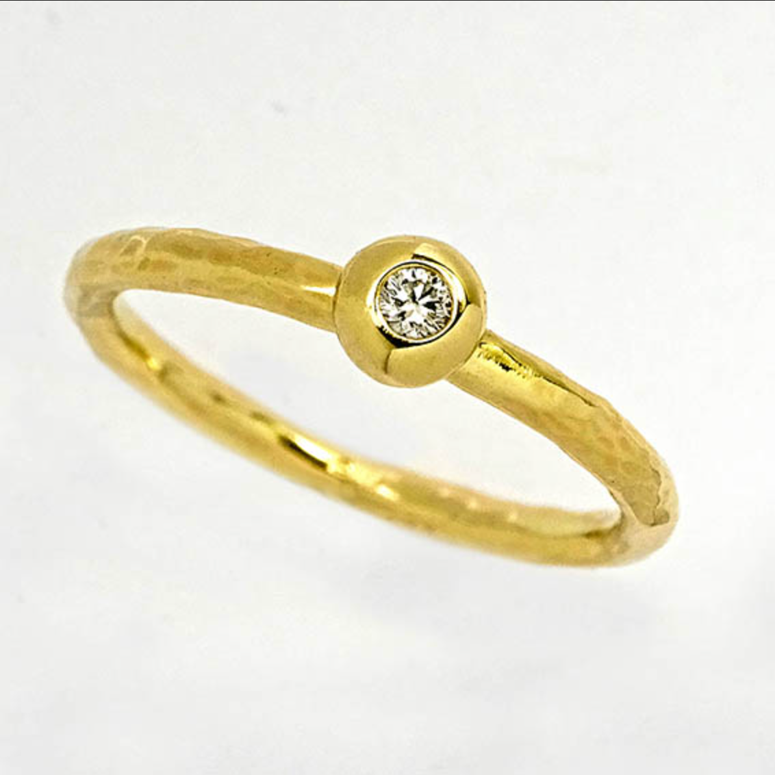 Small Pebble Stacking Ring, 9ct gold, 2.25mm Diamond