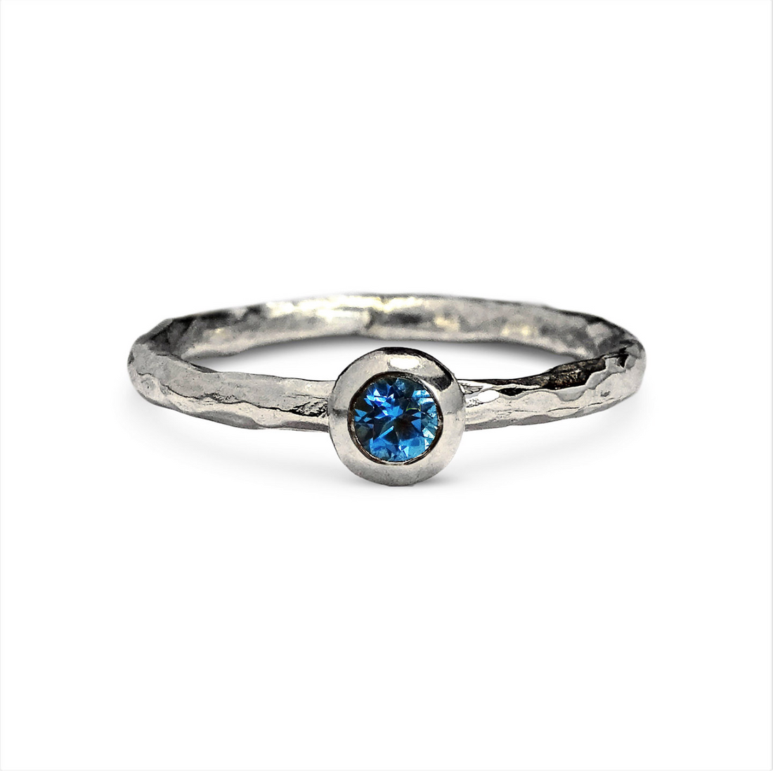 Medium Pebble Ring, 3.5mm Swiss Blue Topaz