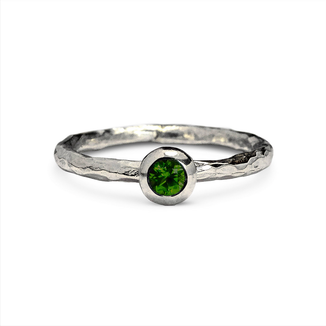 Medium Pebble ring, 3.5mm Green Tourmaline