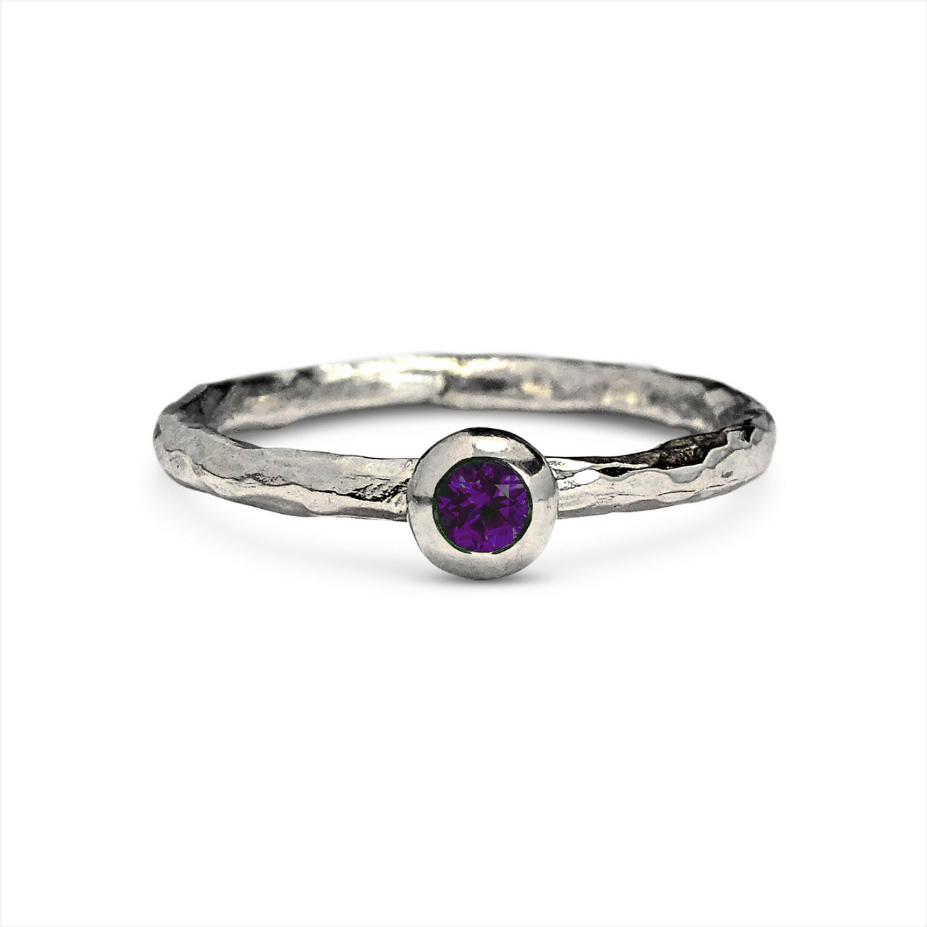 Small Pebble Ring, 2.5mm Amethyst