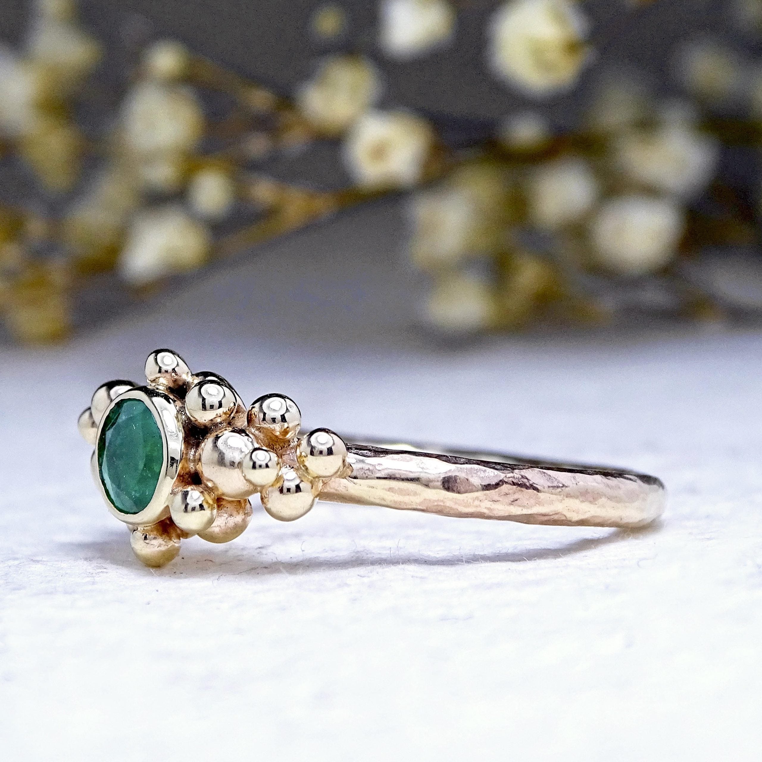 Sea Foam ring with Emerald