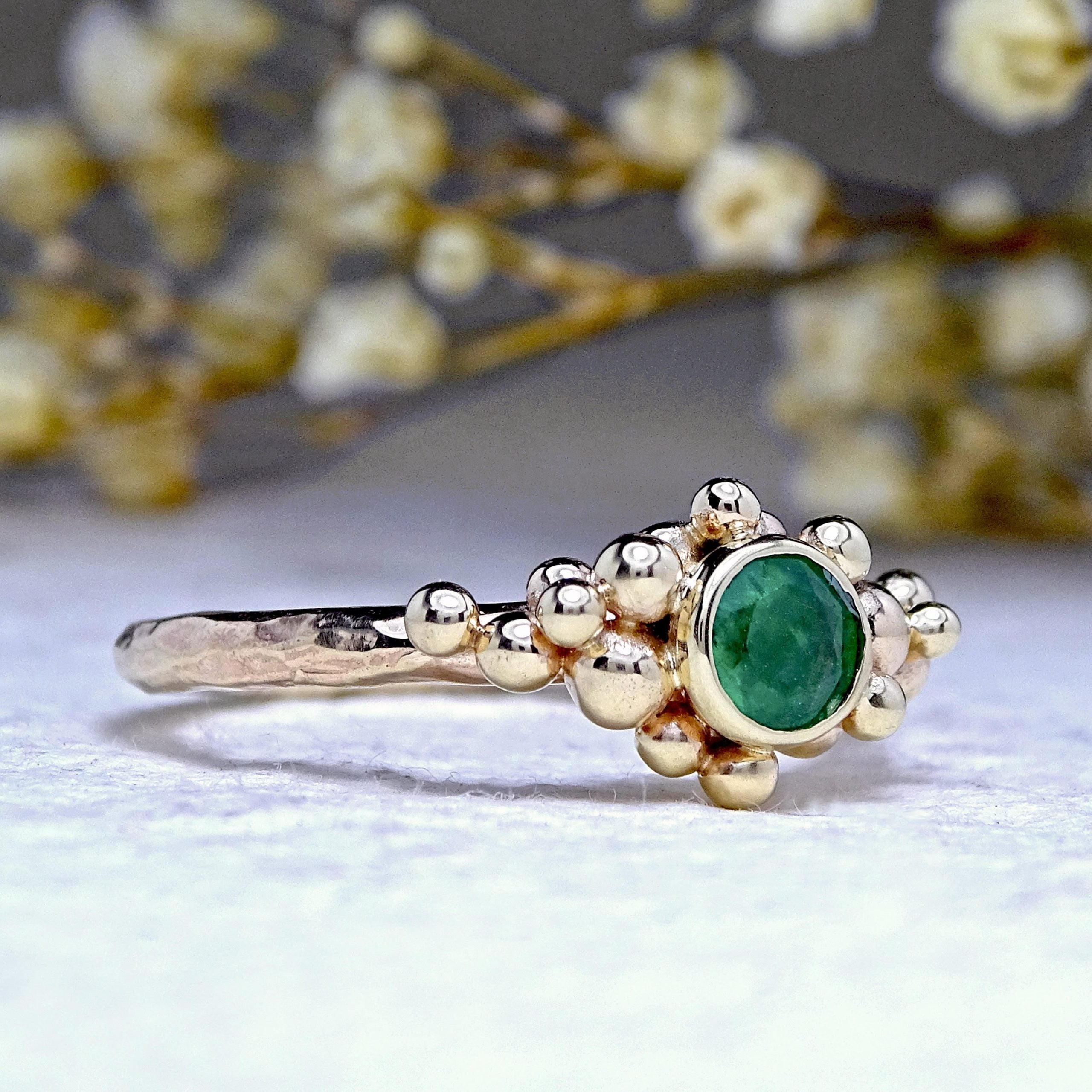 Sea Foam ring with Emerald