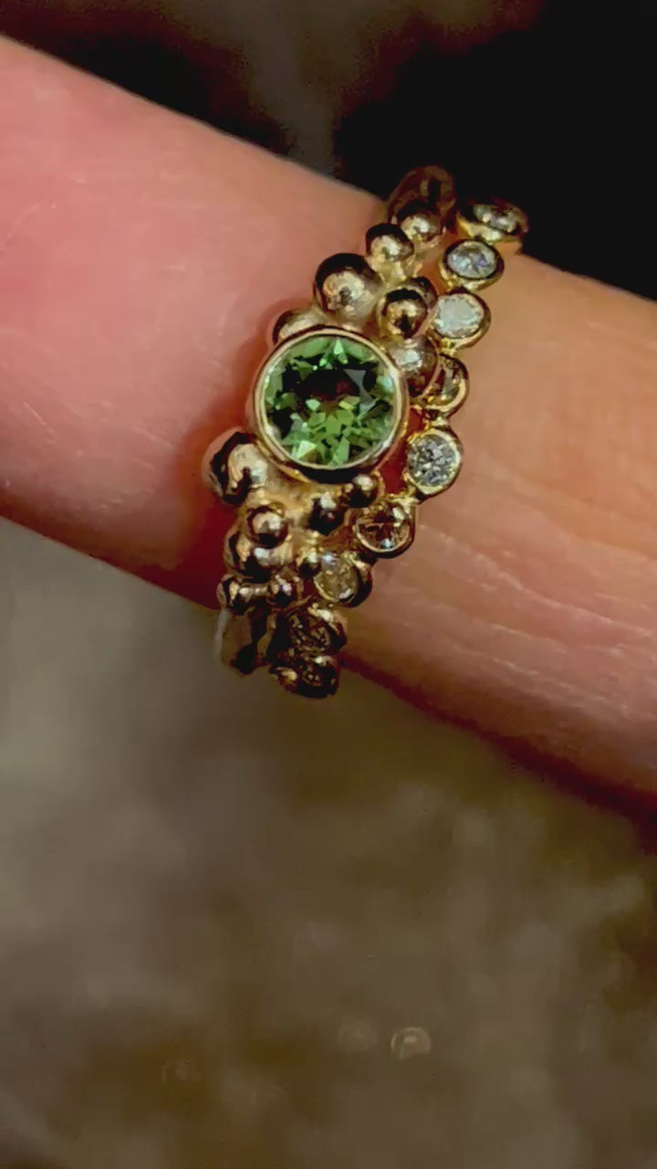 Stepping Stones narrow Eternity ring, Salt and Pepper, Brown and Brilliant Diamonds, 18ct gold