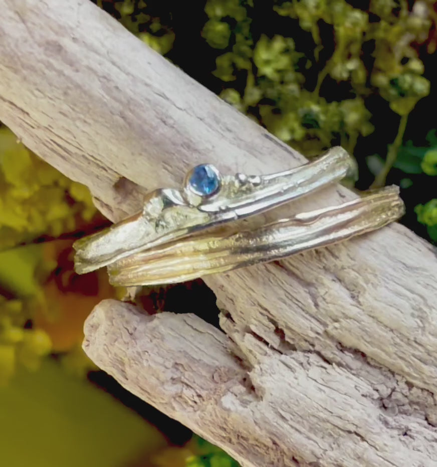 Teeny Weeny Tendril ring, 9ct white gold, 1.75mm Sri Lanka Sapphire